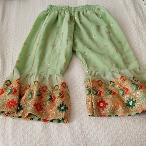 Kids Green and Gold Sequin Pajama Bottoms